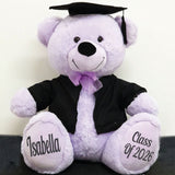40cm Lavender Bear Graduation Bear with Personalised Message on Feet