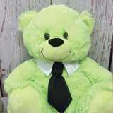 30cm Lime Bear with Black Tie Birthday Personalised on Feet
