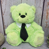 30cm Lime Bear with Black Tie Birthday Personalised on Feet
