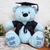 30cm Light Blue Graduation Bear with Cap and Gown – Message on Feet