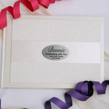 Personalised Cream Glitter Guest Book with Custom Plaque