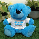 Bright Blue Bear 23cm for Pop with Message on Shirt