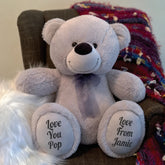 Silver Bear 30cm Pop Personalised Message on Feet