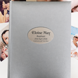 Baptism Silver Glamour Album 300 Photos with Personalised Plaque