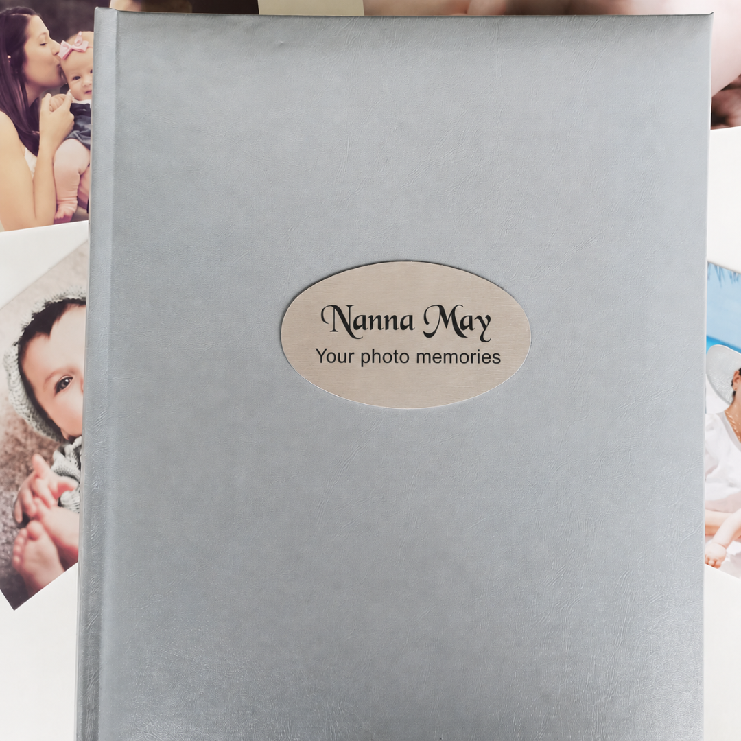 Silver Glamour Album for Nanna 300 Photos with Plaque