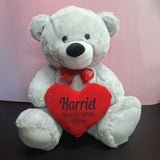 Silver Bear 40cm - 21st Birthday with Personalised Heart