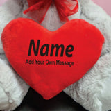 Silver Bear 40cm – 100th Birthday Personalised Heart