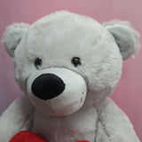 Personalised 40cm Silver Bear for Christening – Message on Heart