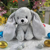 Easter 22cm Remi Silver Bunny Plush with Ear Message
