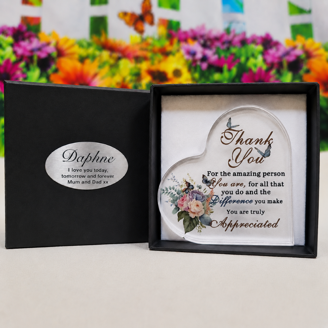 Customised "Thank You" Heart Acrylic Keepsake Gift Box