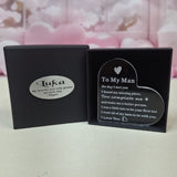 Personalised "To My Man" heart acrylic gift box with romantic keepsake and custom printed plaque