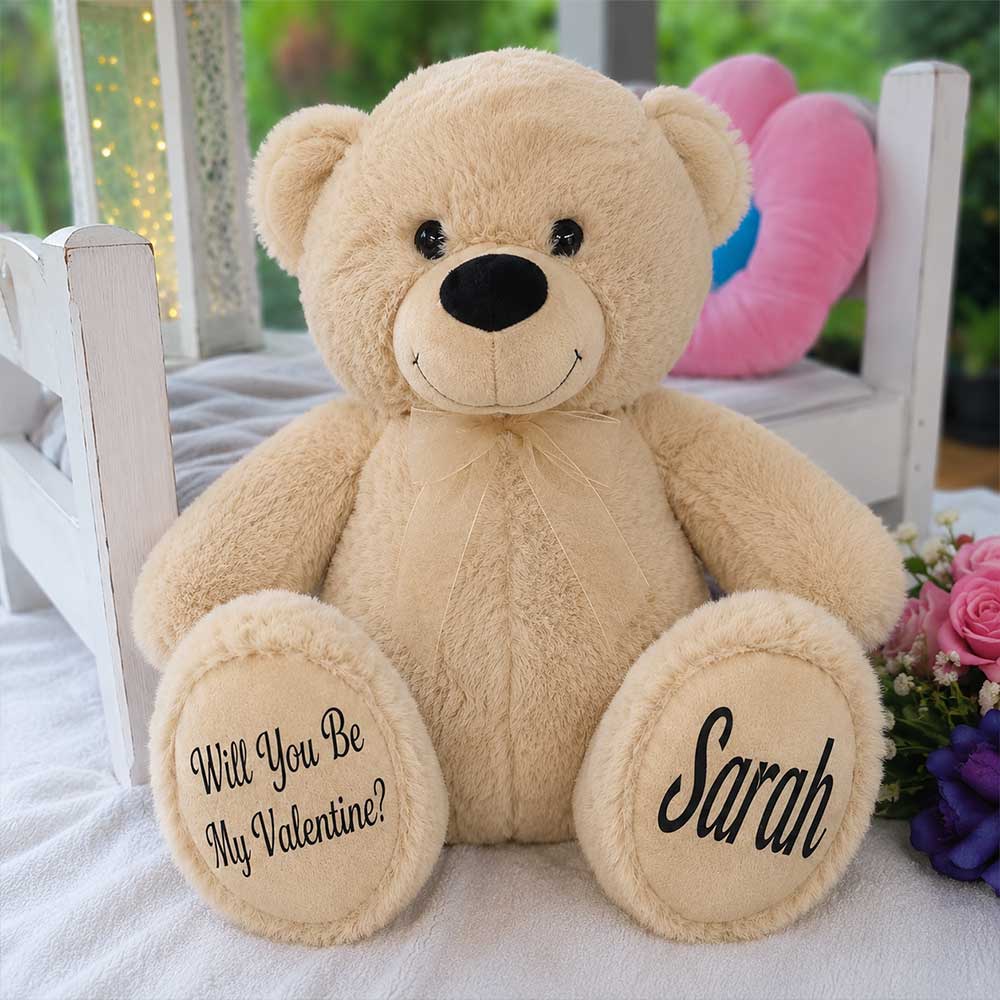 Beige Bear 40cm Valentines Day Gift with Message on Feet