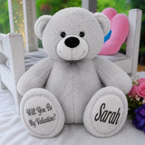 Silver Bear 30cm Valentines Day Personalised Message on Feet