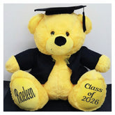 40cm Yellow Graduation Bear with Cap and Gown – Personalised Feet