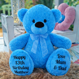 13th Birthday Bright Blue Bear 30cm Personalised Feet Message