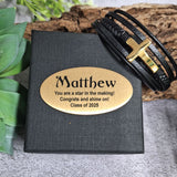 Graduation Gift Gold Cross Stacked Bracelet Gift Box with Plaque