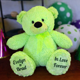 Lime Bear 30cm Anniversary Personalised Message on Feet