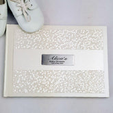 Personalised Cream Pebble Baby Shower Guest Book with Custom Plaque