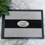 Baby Shower Personalised Black & Silver Glitter Guest Book with Custom Plaque