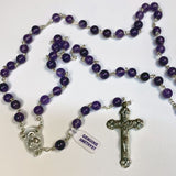 Personalised Amethyst Rosary Beads Gift Box with Plaque for Baptism