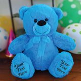 Bright Blue Bear 40cm Custom Message on Feet