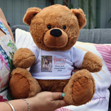Personalised Memorial 30cm Brown Teddy Bear with Photo Shirt