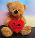 Brown Bear 30cm Custom Message on Heart