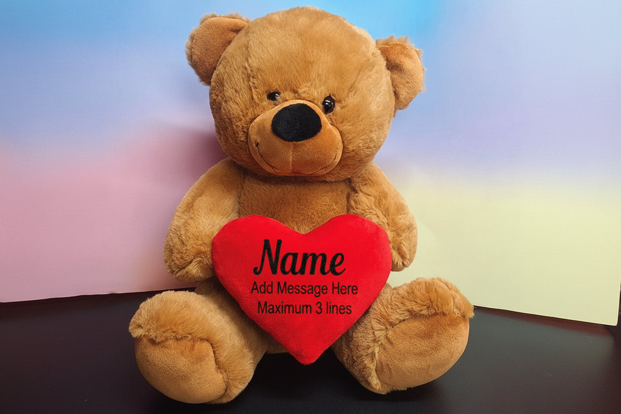 Brown Bear 30cm Custom Message on Heart