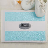 Personalised Christening White & Blue Pebble Guest Book with Custom Plaque