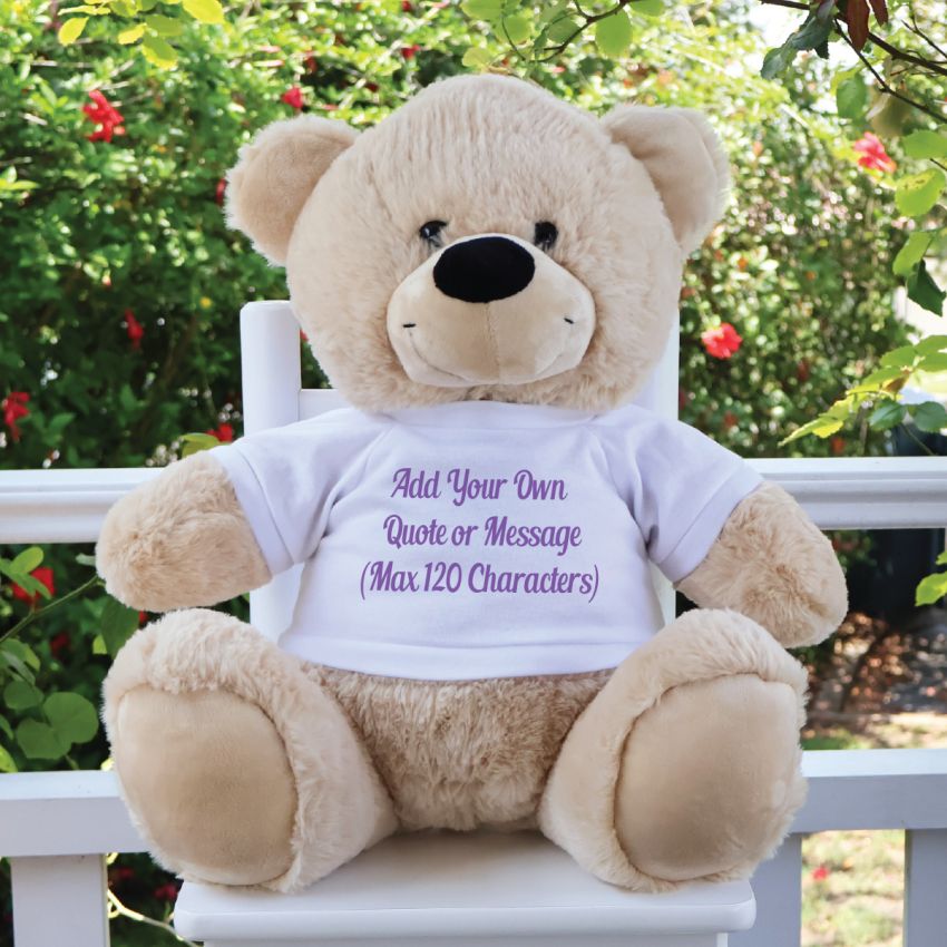 40cm Beige Zipper Bear with Shirt and Message Recorder Heart – Custom Message