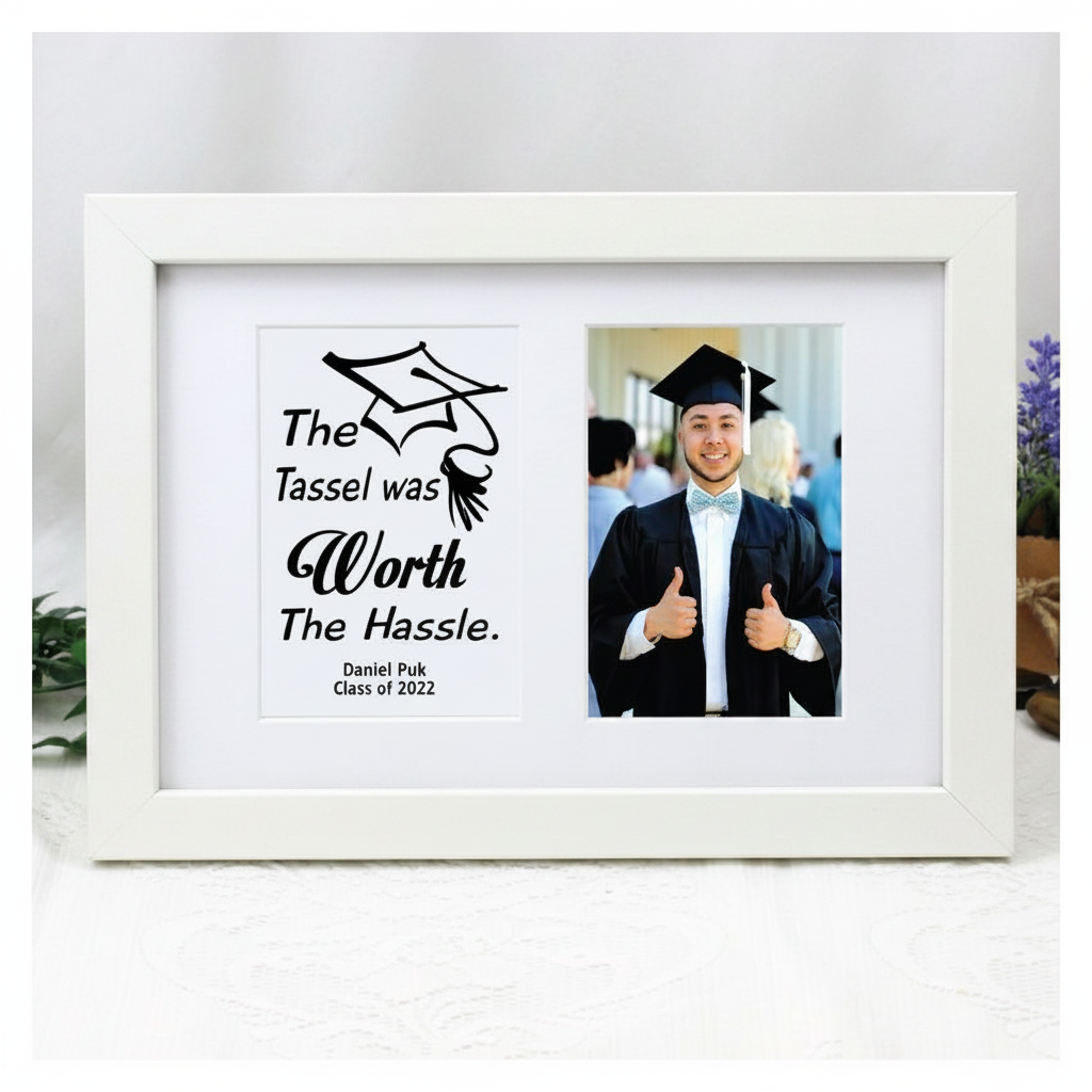 Graduation Photo Frame Typography Print 4x6 White