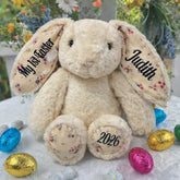 27cm Cream Bunny Plush Toy for Newborn with Message On Ears