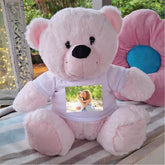 30cm Light Pink Memorial Bear with Personalised Photo Shirt