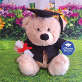 23cm Beige Bear Graduation Bear with Personalised Badge