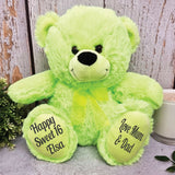 Lime Bear 30cm Personalised 16th Birthday Message on Feet