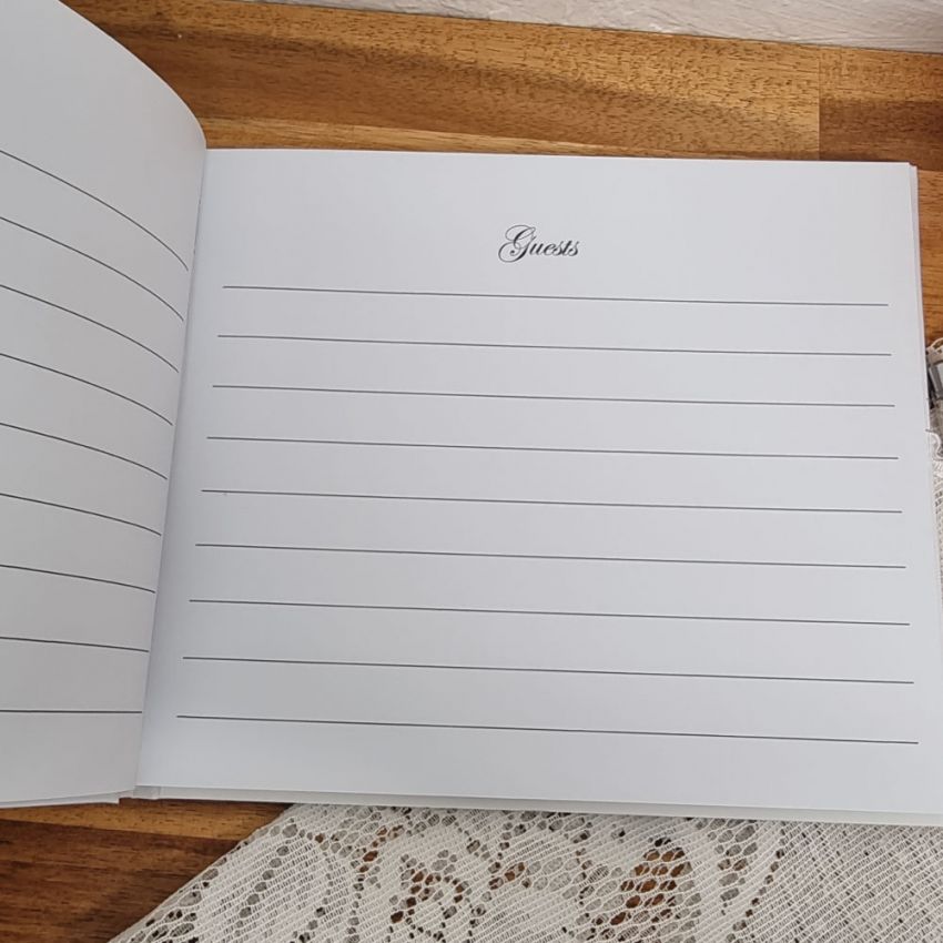 Personalised Guest Book White with Silver Hearts – 100th Birthday