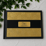 Graduation Personalised Black & Gold Embossed Guest Book with Custom Plaque