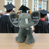 Graduation Grey Elephant Plush Toy with Message on Ears