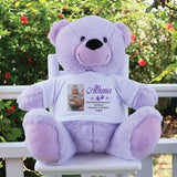Personalised Memorial 40cm Lavender Teddy Bear with Photo Shirt