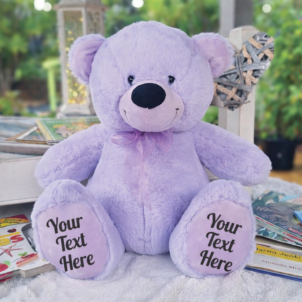 Lavender Bear 40cm Custom Message – Message on Feet
