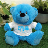 Get Well Soon Bright Blue Bear 23cm with Personalised Shirt