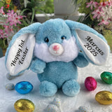 Personalised 23cm Easter Bunny Billy Blue with Message on Ears
