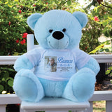 Personalised Memorial 40cm Light Blue Teddy Bear with Photo Shirt