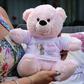 Personalised Memorial 30cm Light Pink Teddy Bear with Photo Shirt