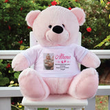 Personalised Memorial 40cm Light Pink Teddy Bear with Photo Shirt