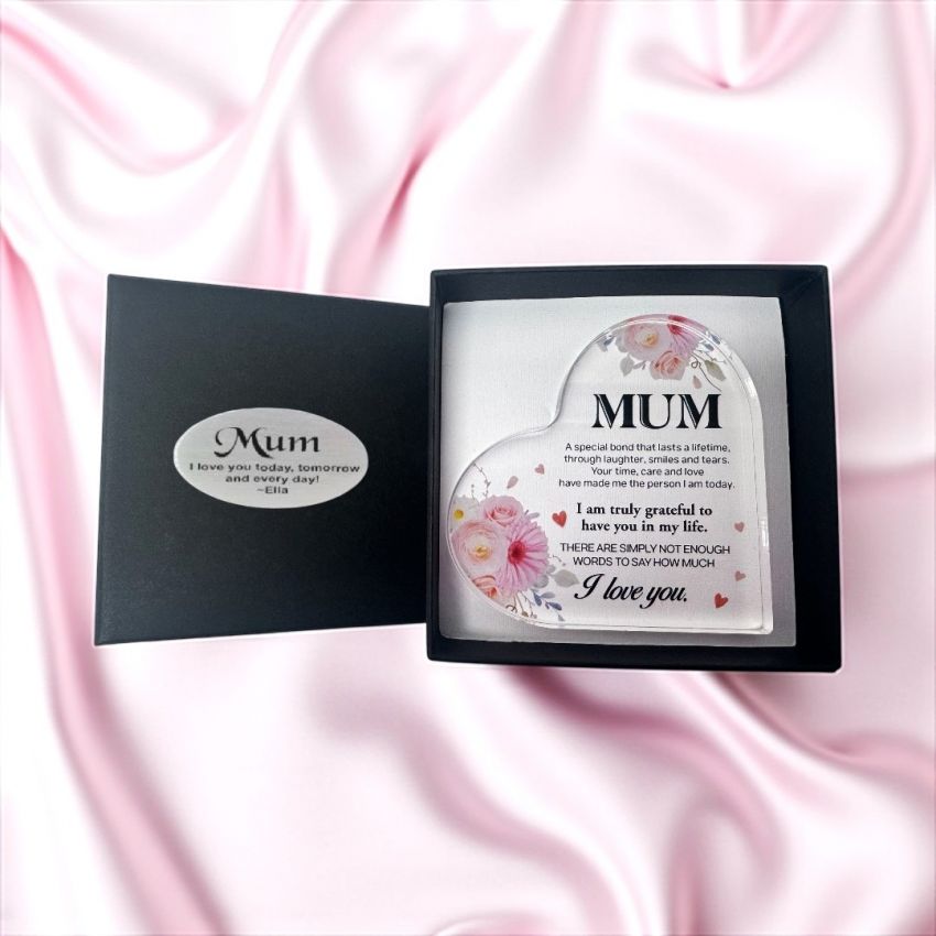 Acrylic Heart Mum Plaque Mothers Day
