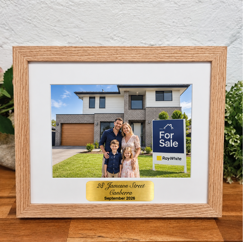 Personalised Natural Timber New Home Photo Frame