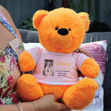 Personalised Memorial 30cm Orange Teddy Bear with Photo Shirt