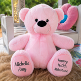 Light Pink Bear 40cm – 100th Birthday Personalised Message on Feet