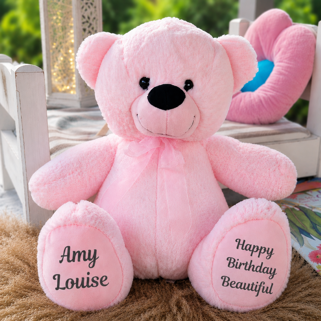 Light Pink Bear 40cm Birthday Gift with Message on Feet